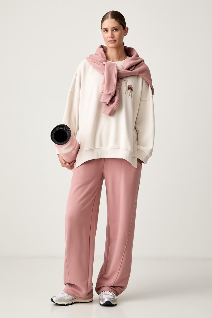JOYINME bluza treningowa damska z bawełną Kind Kind.Oversized.Pullover beżowy AW26