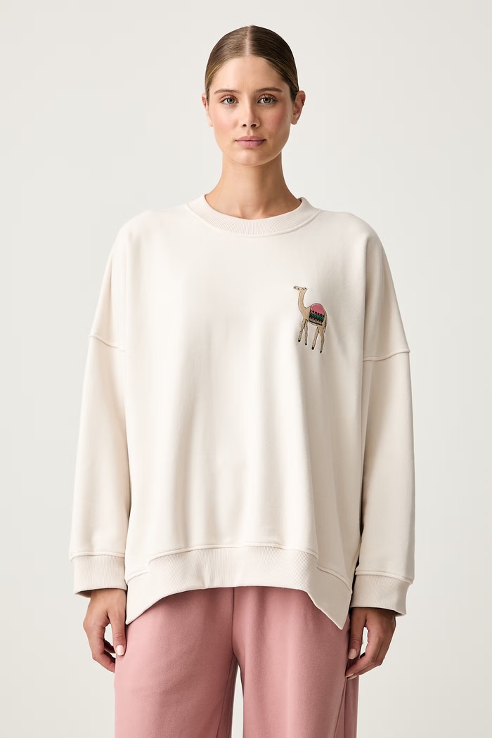 Odzież JOYINME bluza treningowa damska z bawełną Kind Kind.Oversized.Pullover beżowy