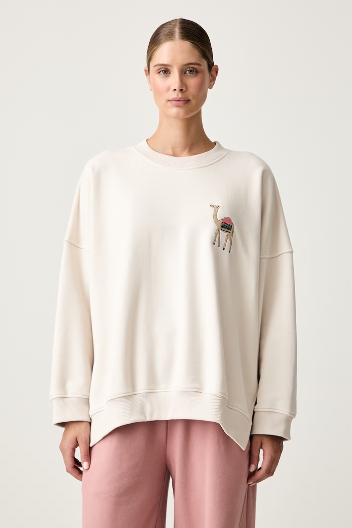 Odzież JOYINME bluza treningowa damska z bawełną Kind Kind.Oversized.Pullover beżowy