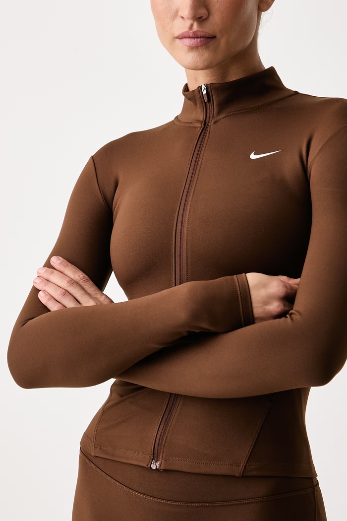 Bluza treningowa damska Nike One Fitted Dri-FIT Nike IM7046.259 brązowy