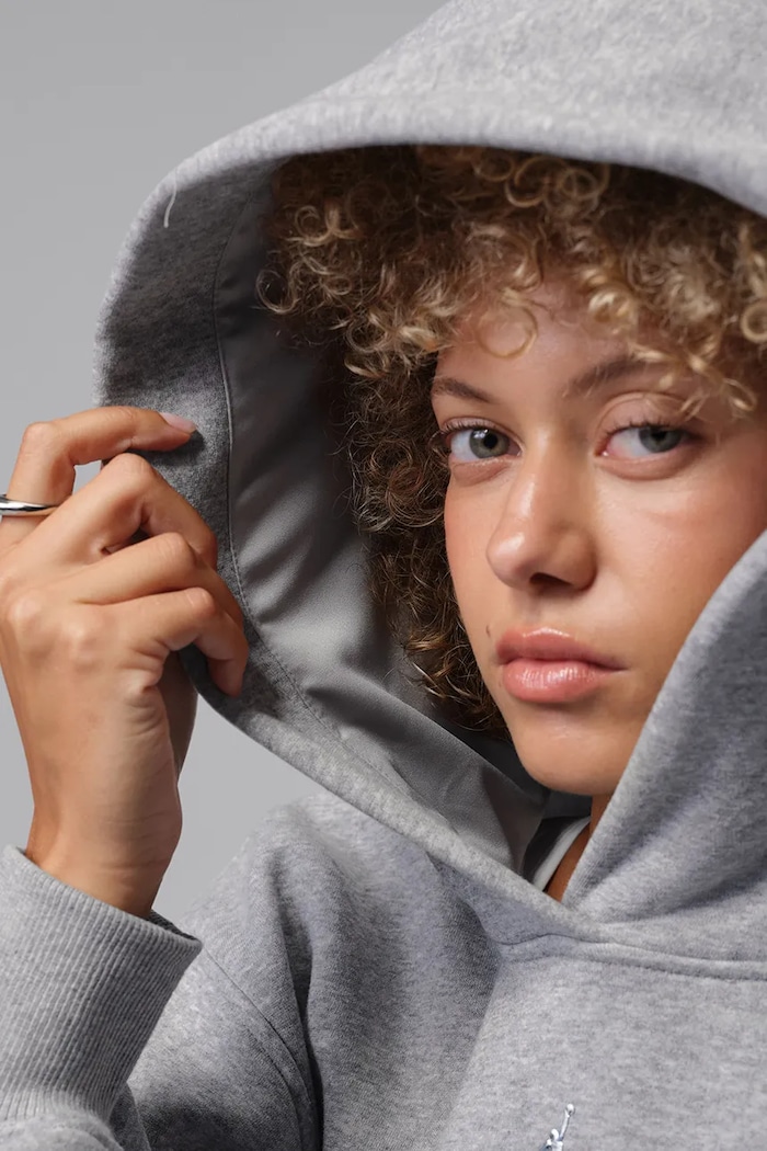 Bluza z kapturem damska z bawełną Brooklyn Jordan IM7285.064 szary