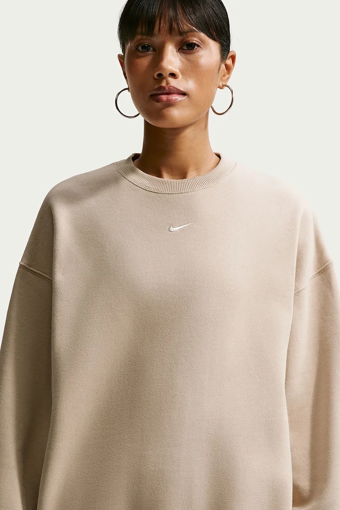 Nike Sportswear Bluza oversize damska z bawełną Studio Fleece beżowy IM8082.236