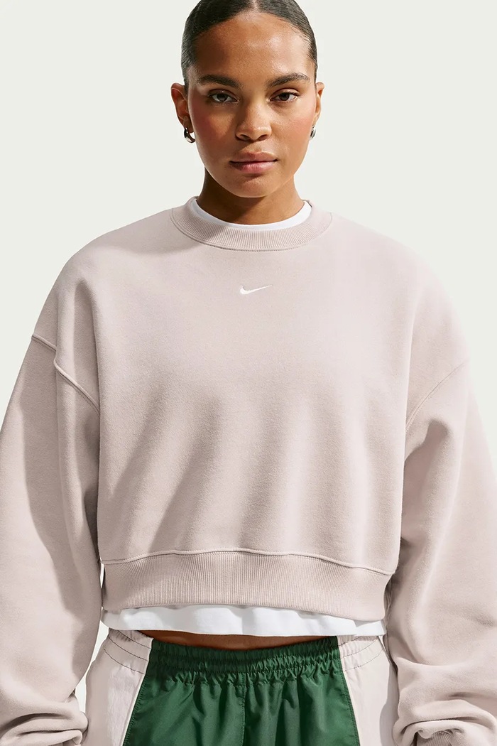 Bluza damska z bawełną Studio Fleece Nike Sportswear IM8497.236 beżowy