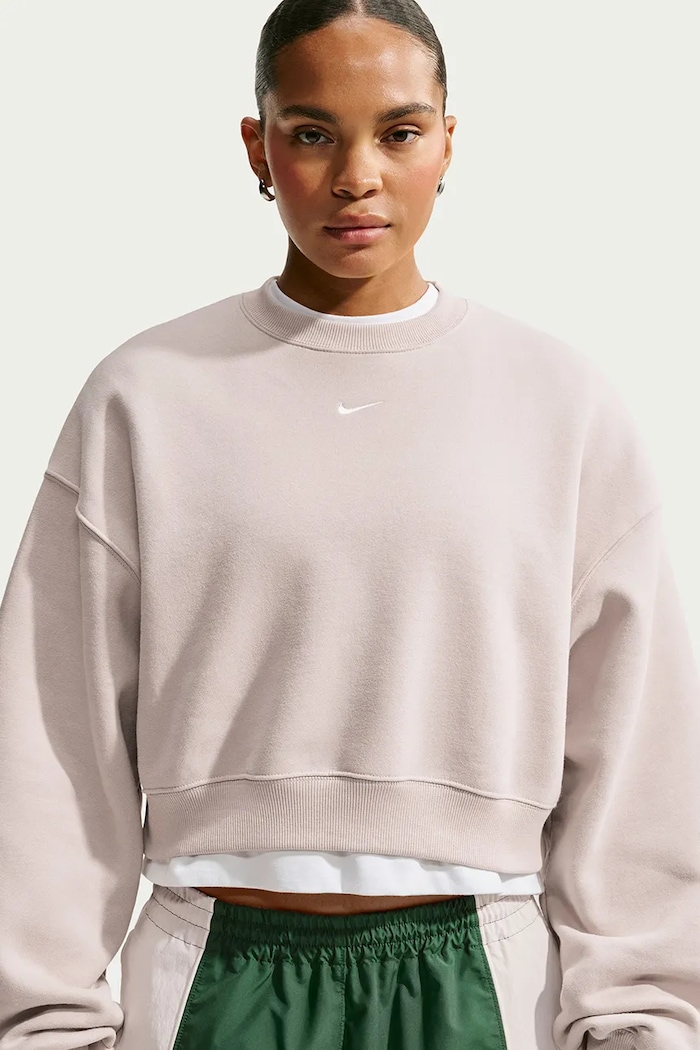 Bluza damska z bawełną Studio Fleece Nike Sportswear IM8497.236 beżowy