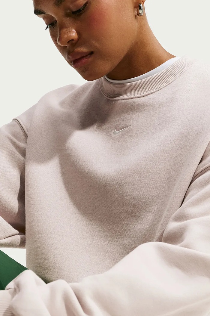 Bluza damska z bawełną Studio Fleece Nike Sportswear beżowy IM8497.236