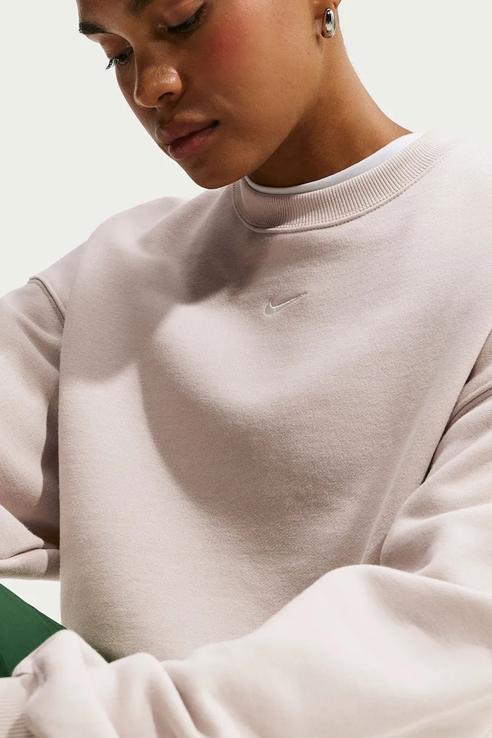 Bluza damska z bawełną Studio Fleece Nike Sportswear beżowy IM8497.236