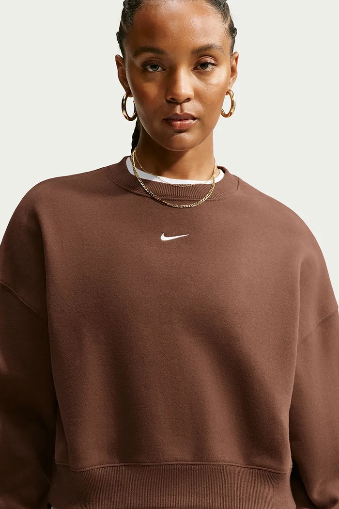 Odzież Nike Sportswear Bluza damska z bawełną Studio Fleece IM8497.259 brązowy