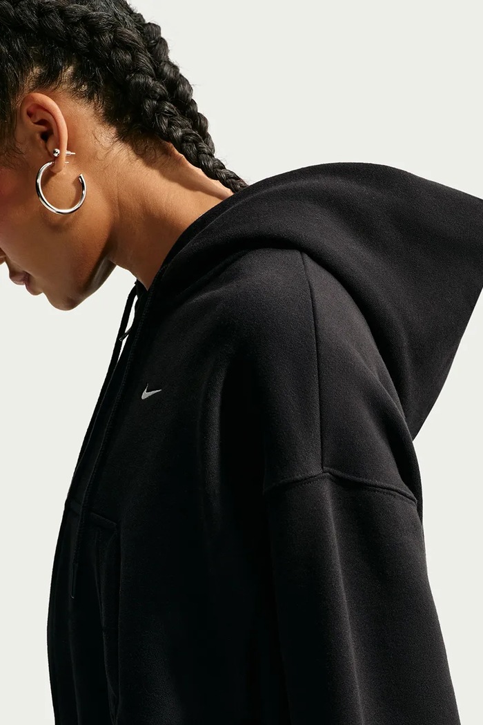 Bluza rozpinana z kapturem damska z bawełną Studio Fleece Nike Sportswear IM8499.001 czarny