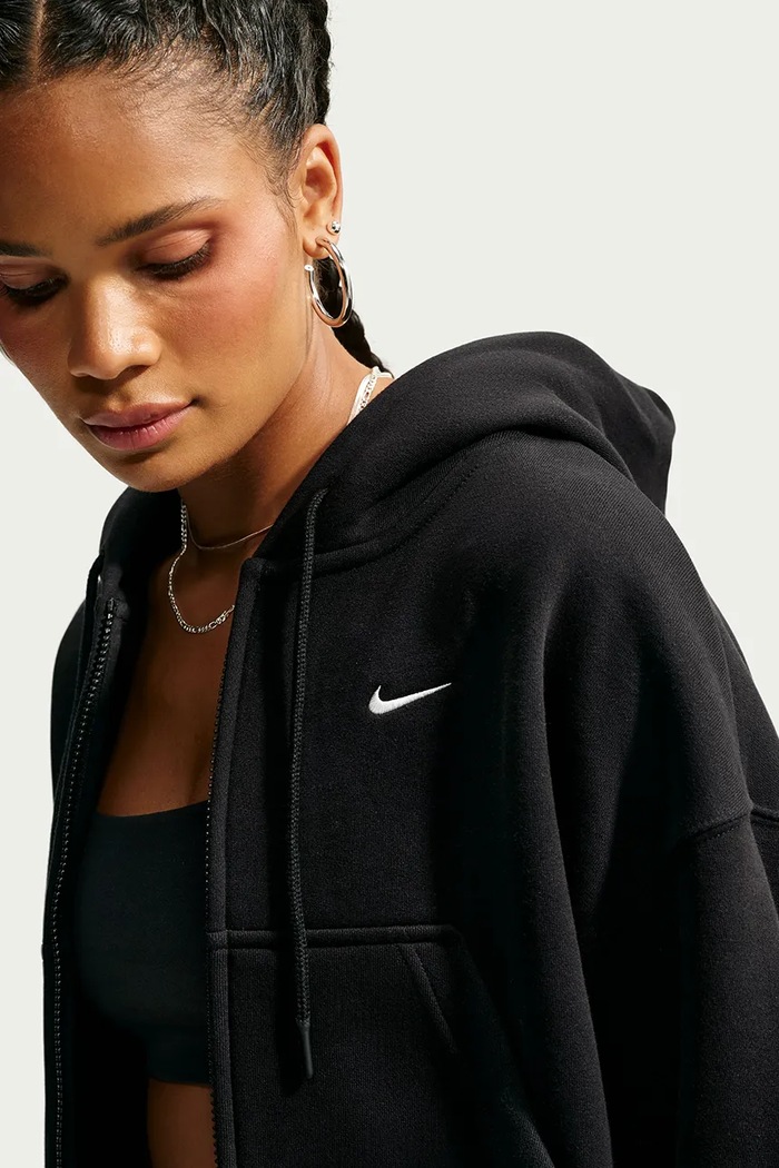 Bluza rozpinana z kapturem damska z bawełną Studio Fleece Nike Sportswear czarny IM8499.001