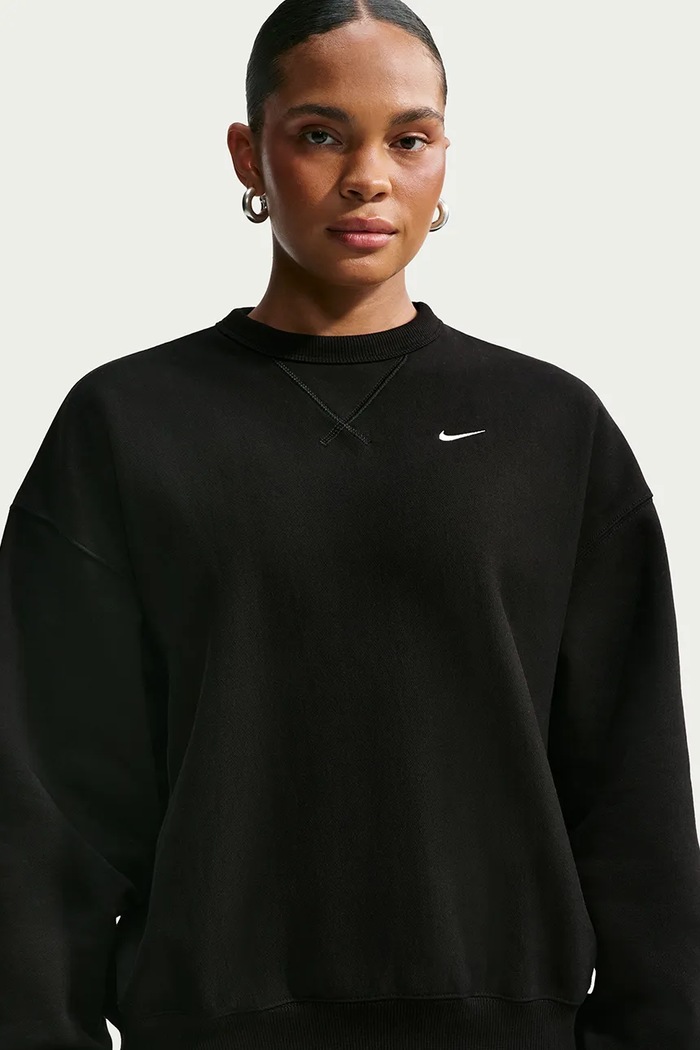 Bluza oversize damska z bawełną Studio Fleece Nike Sportswear IO2103.001 czarny
