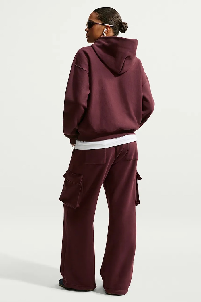 Nike Sportswear Bluza oversize damska z bawełną Studio Fleece IO2105.658 bordowy AW26