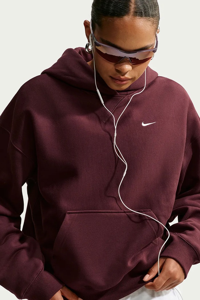 Odzież Nike Sportswear Bluza oversize damska z bawełną Studio Fleece IO2105.658 bordowy