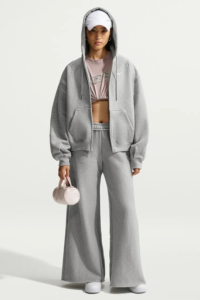 Nike Sportswear Bluza rozpinana z kapturem damska z bawełną Studio Fleece szary IQ6798.063