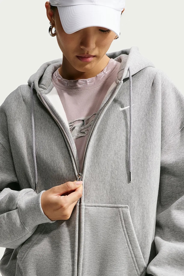 Bluza rozpinana z kapturem damska z bawełną Studio Fleece Nike Sportswear IQ6798.063 szary