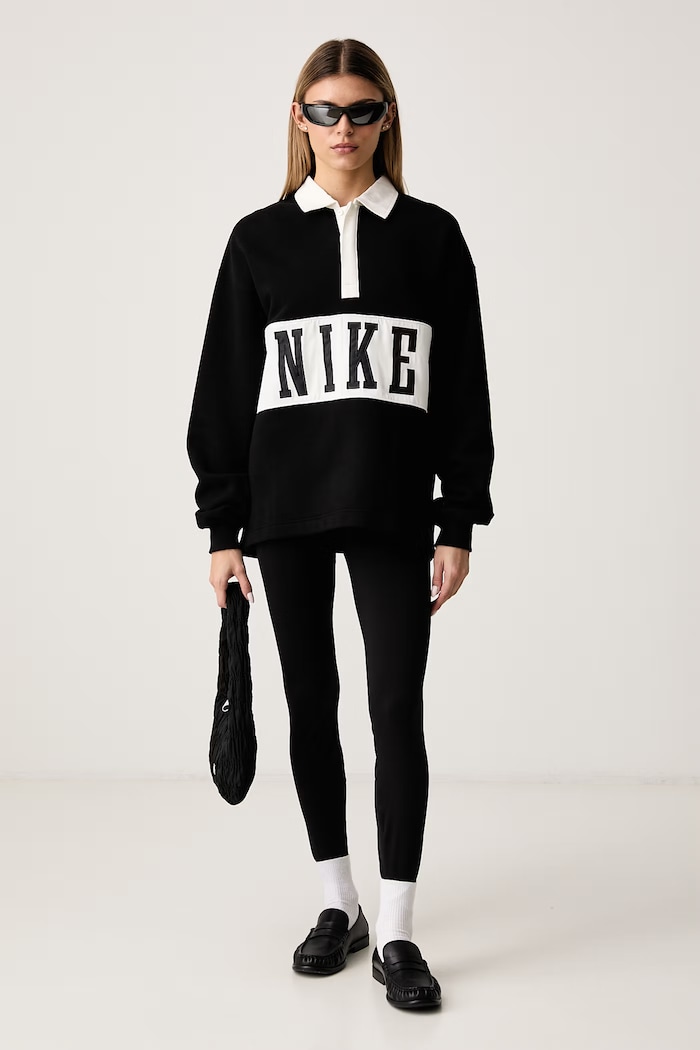 Nike Sportswear Блуза с дълги ръкави дамска с памук Studio Fleece IU1135.001 черен AW26