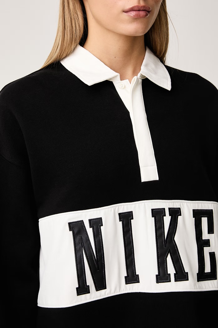 Блуза с дълги ръкави дамска с памук Studio Fleece Nike Sportswear IU1135.001 черен