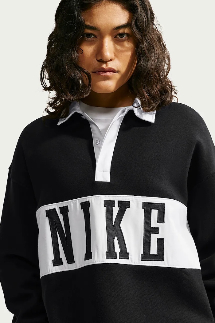 Longsleeve damski z bawełną Studio Fleece Nike Sportswear IU1135.001 czarny