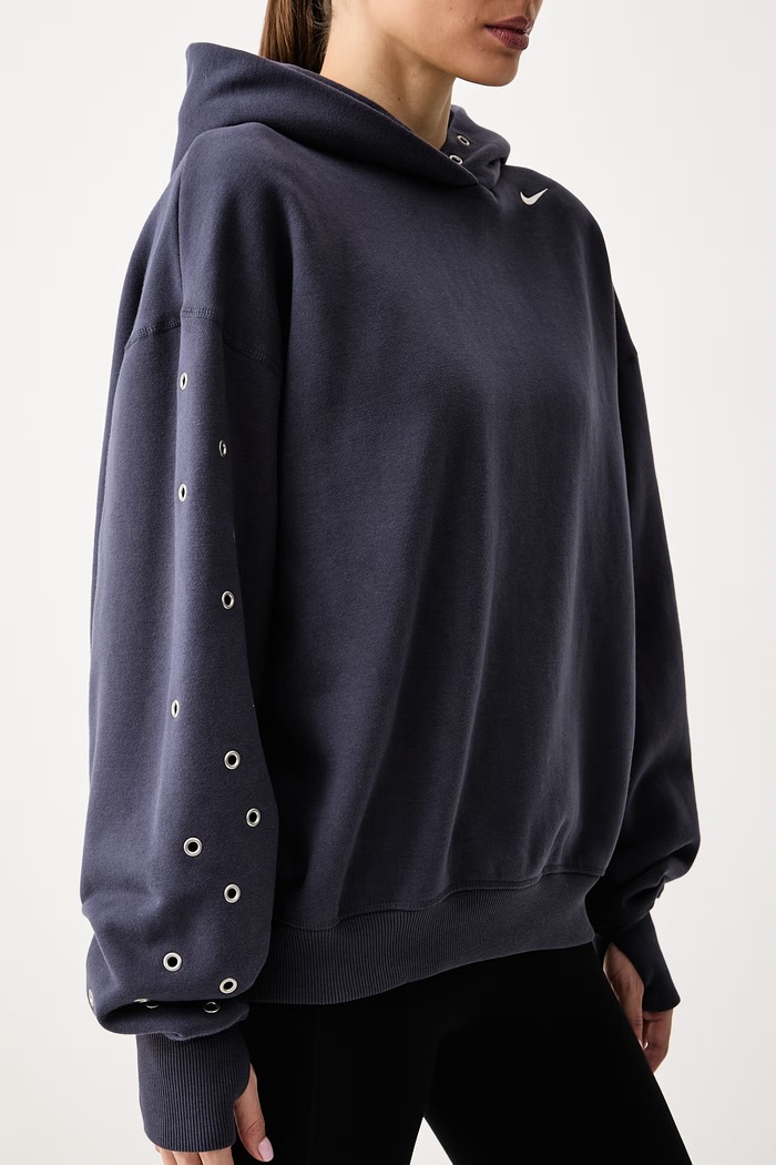 Mikina s kapucňou dámska s bavlnou Studio Fleece Nike Sportswear IX7043.013 tmavomodrá
