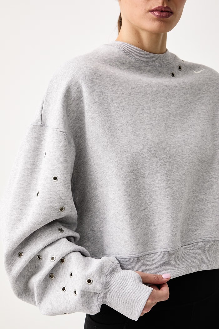 Oversize melegítőfelső női pamuttal Studio Fleece Nike Sportswear IX7045.012 szürke