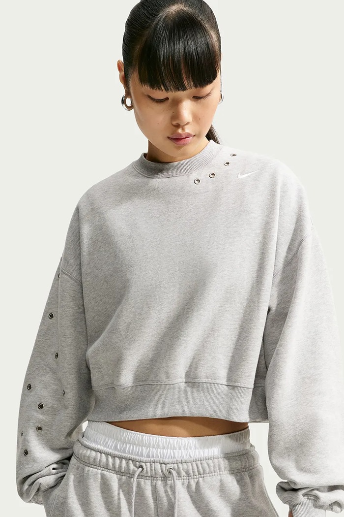 Bluza oversize damska z bawełną Studio Fleece Nike Sportswear IX7045.012 szary