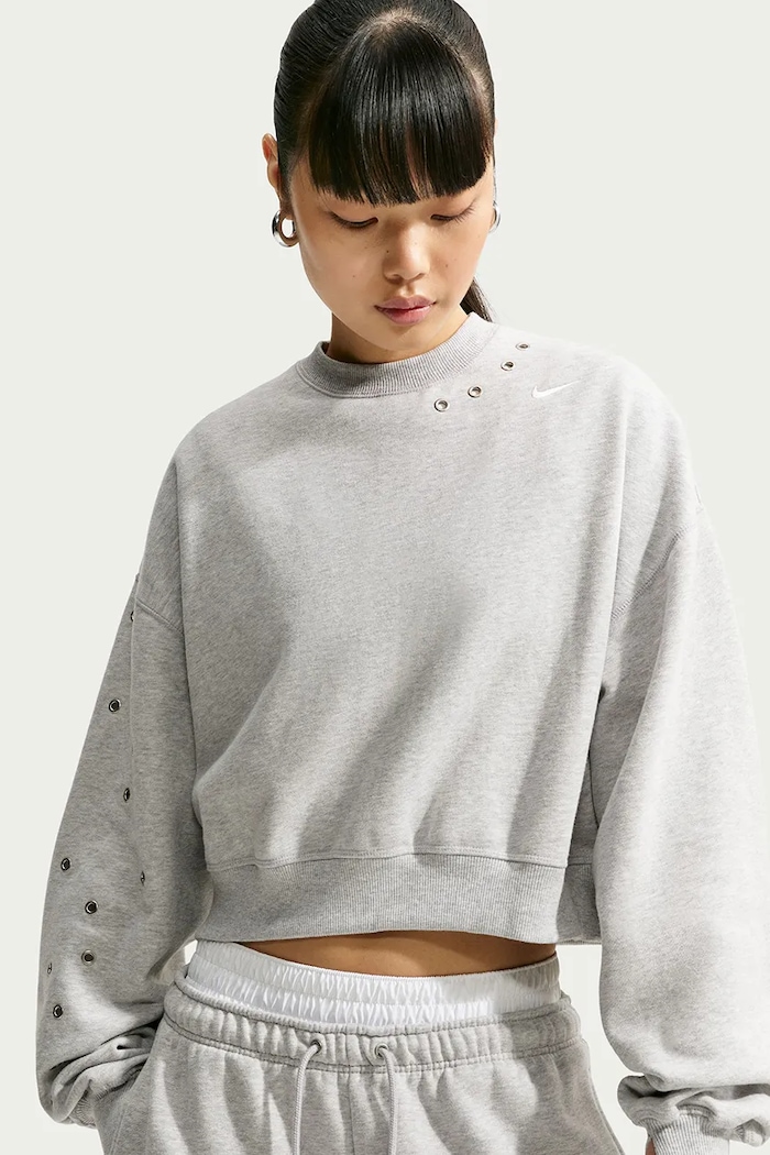 Bluza oversize damska z bawełną Studio Fleece Nike Sportswear IX7045.012 szary
