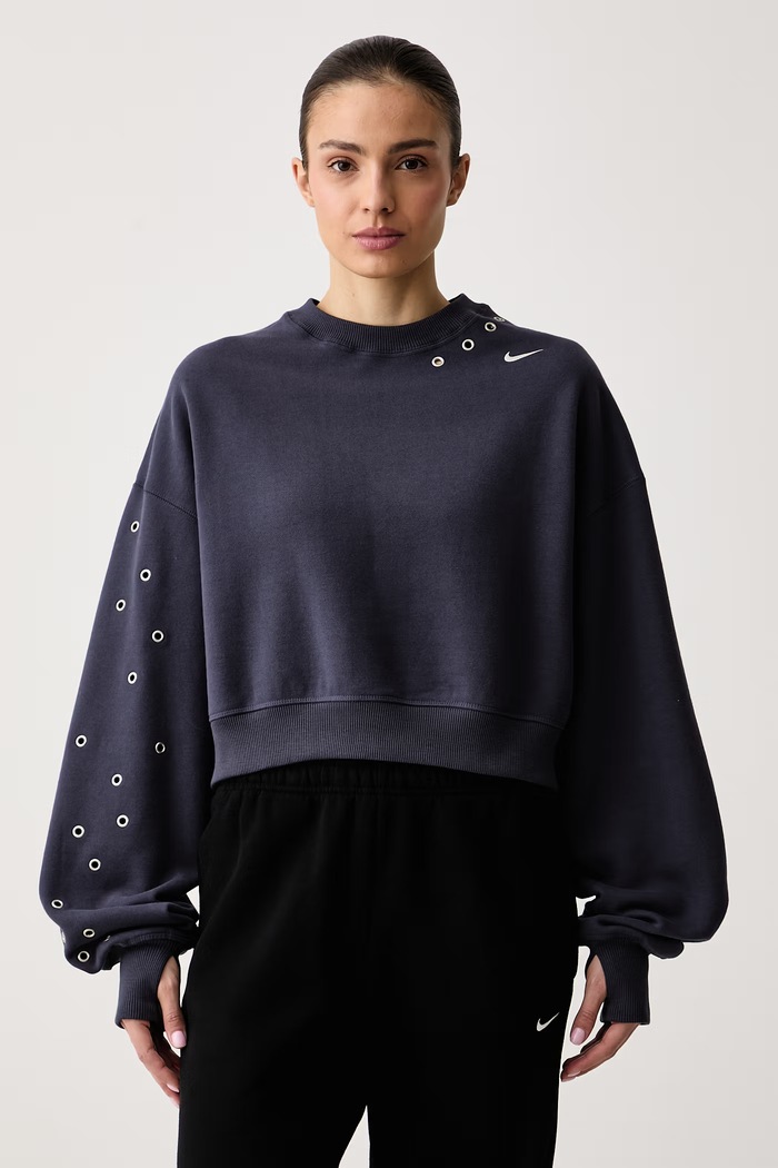 Nike Sportswear Mikina dámska s bavlnou Studio Fleece tmavomodrá IX7045.013