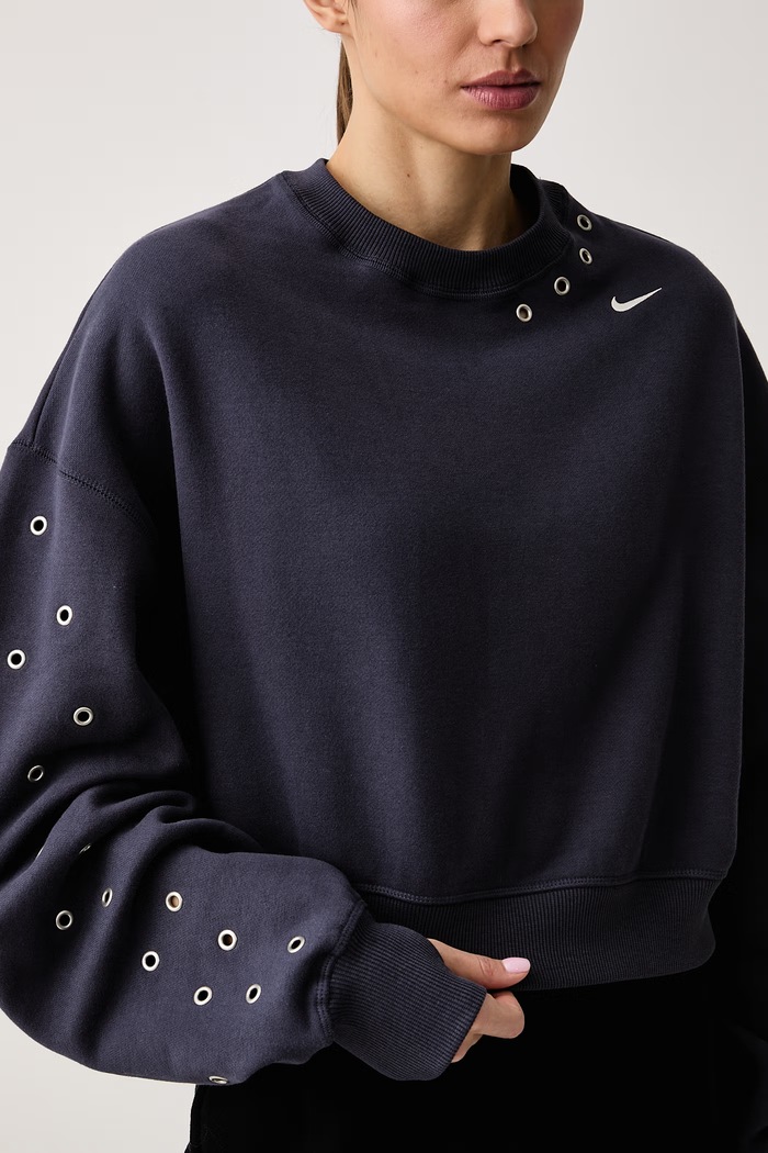 Mikina dámska s bavlnou Studio Fleece Nike Sportswear IX7045.013 tmavomodrá