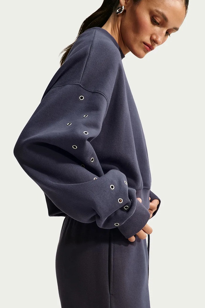 Bluza damska z bawełną Studio Fleece Nike Sportswear IX7045.013 szary