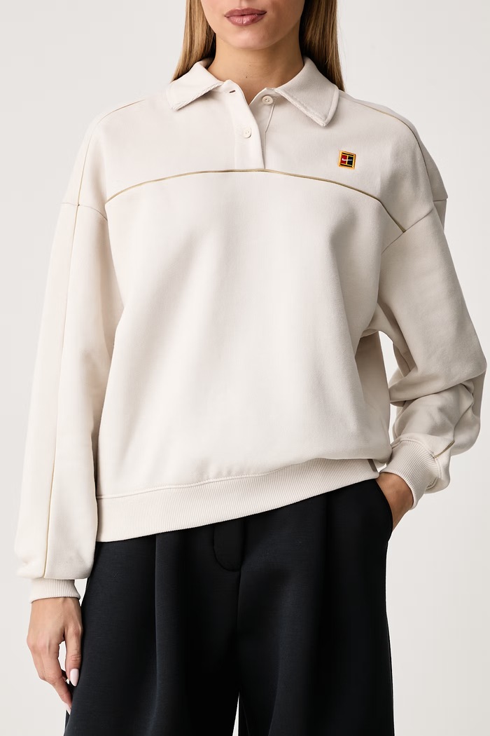 Bluza damska z bawełną NikeCourt Nike Sportswear IU3253.104 beżowy