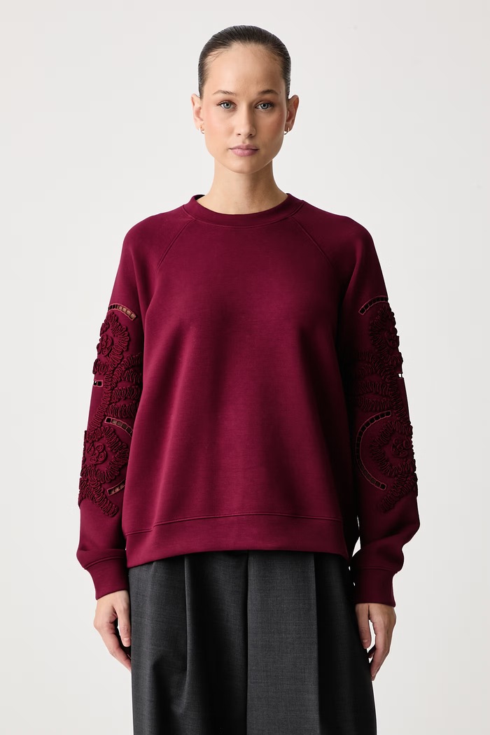 Lola Casademunt Bluza damska z wiskozą bordowy LF2611034