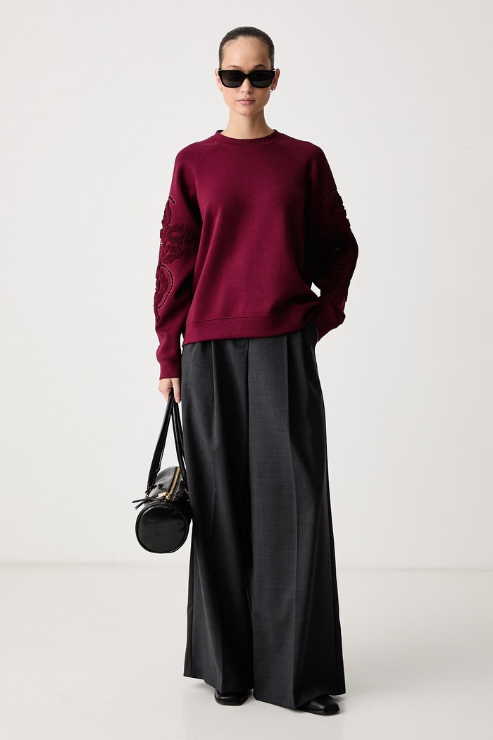 Lola Casademunt Bluza damska z wiskozą LF2611034 bordowy AW26