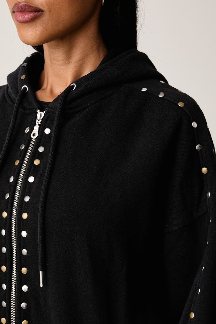 Bluza rozpinana z kapturem damska z bawełną The Ragged Priest RPAW261047JS czarny