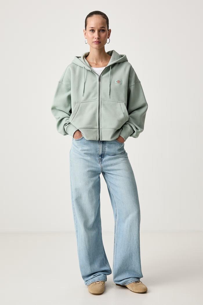 Dickies Bluza rozpinana z kapturem damska z bawełną DK0A4Y1ZB871 zielony AW26