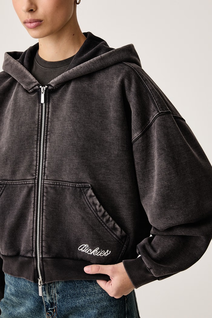 Bluza rozpinana z kapturem damska z bawełną Dickies DK0A89DIBLK1 szary
