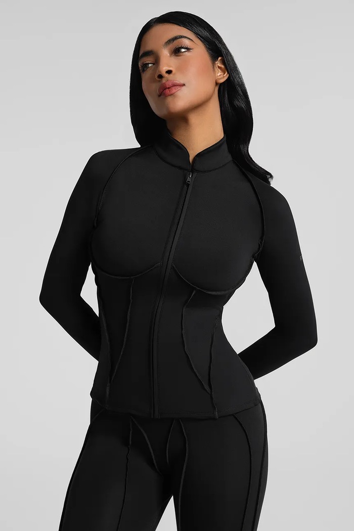 BetterMe Bluza rozpinana damska Contour Zip-Up czarny LSL00019