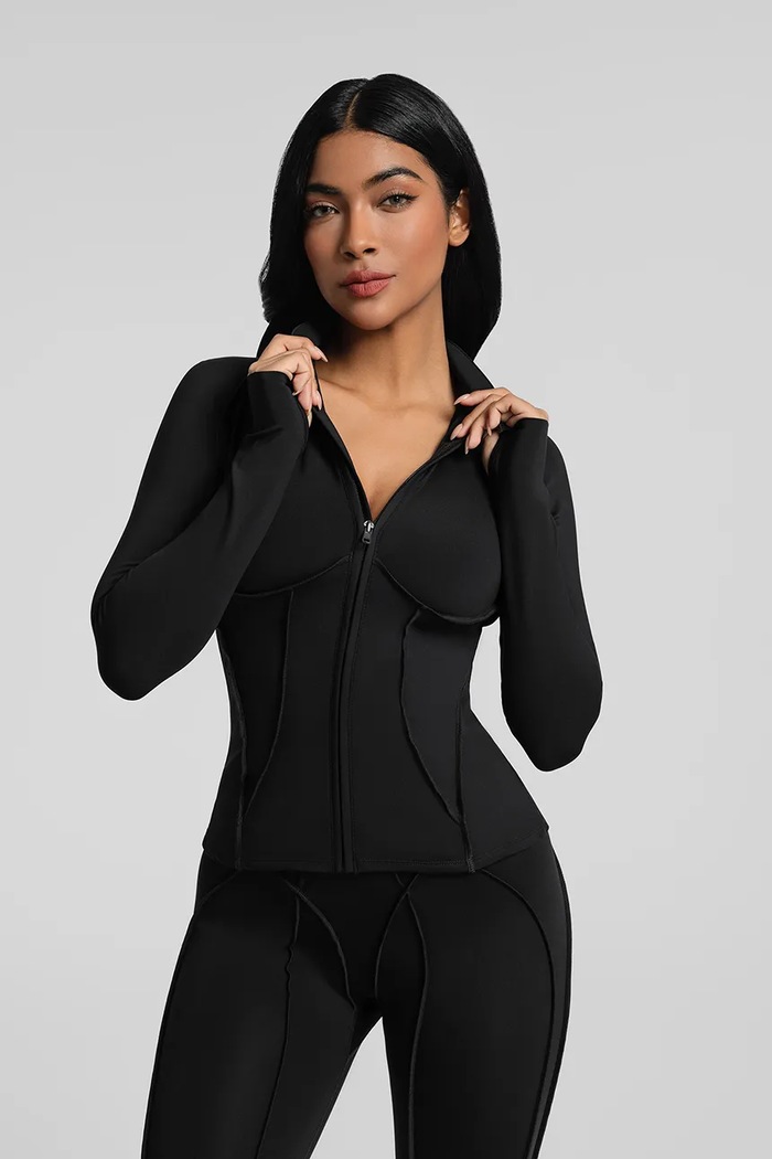 Bluza rozpinana damska Contour Zip-Up BetterMe LSL00019 czarny