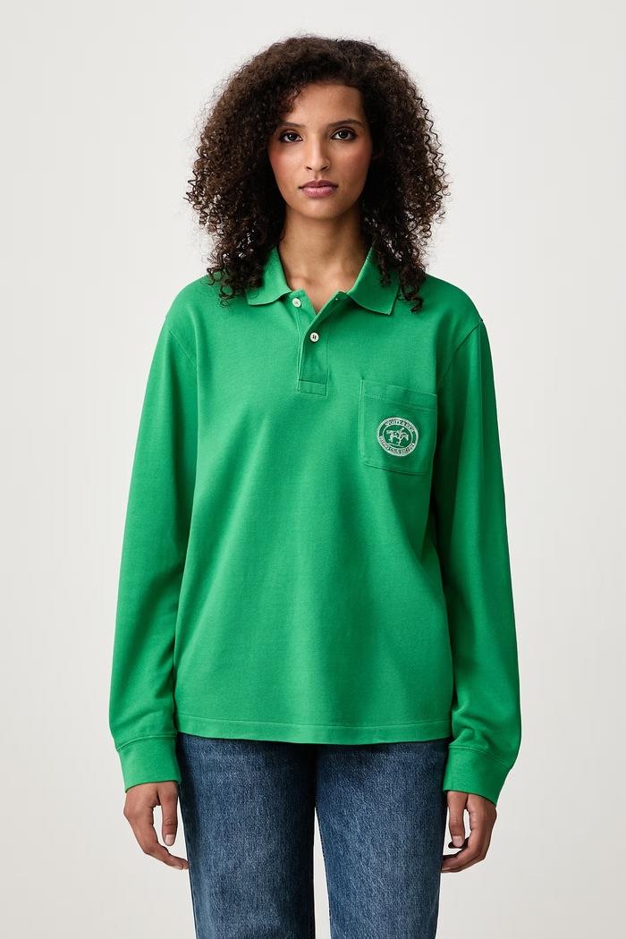 Sporty & Rich Longsleeve damski bawełniany Riding Club zielony TO08683244GR19