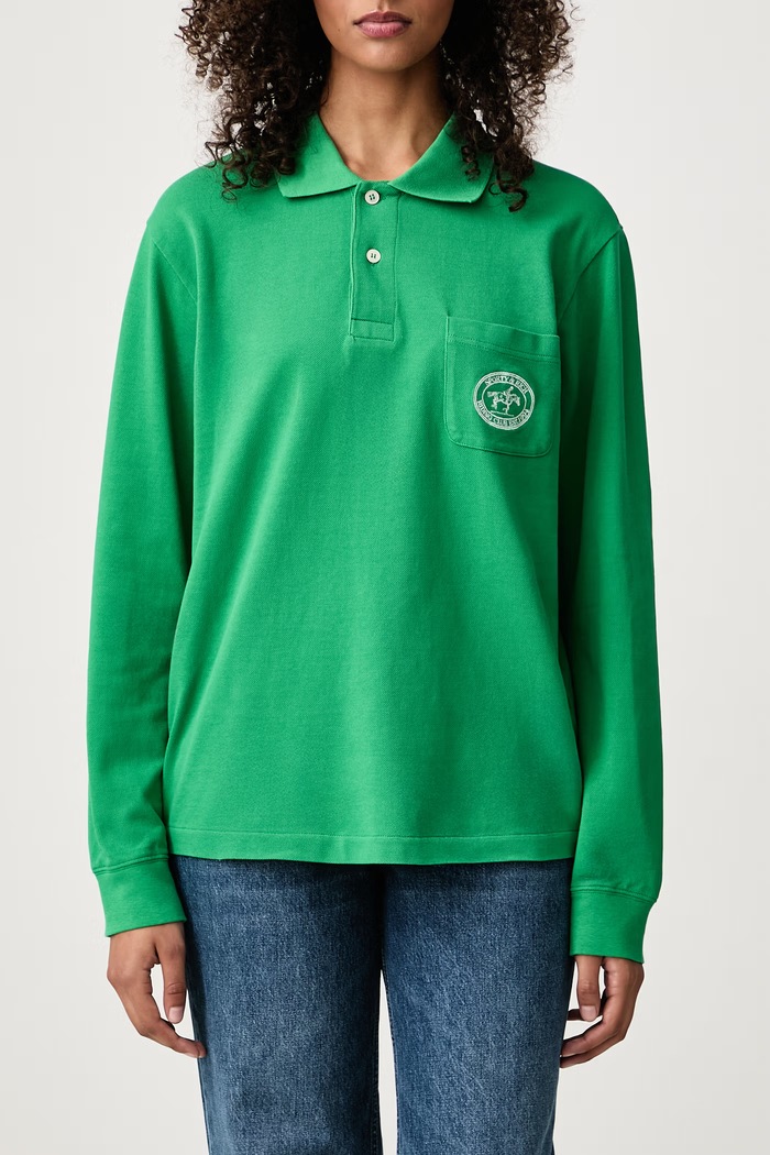 Longsleeve damski bawełniany Riding Club Sporty & Rich zielony TO08683244GR19