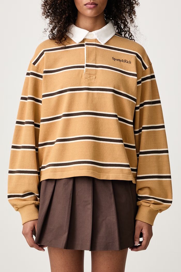 Serif Logo bluza bawełniana damska Sporty & Rich brązowy TO00883326BE37
