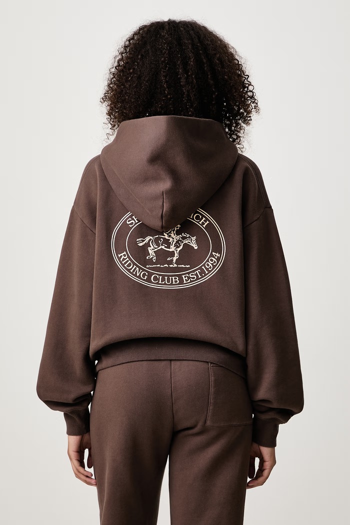 Sporty & Rich Riding Club bluza z kapturem bawełniana damska brązowy ST11083244BR03