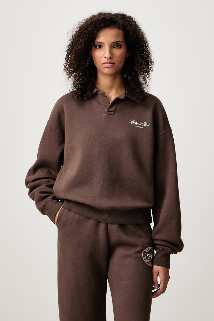 Sporty & Rich Vendome Script bluza bawełniana damska brązowy ST10783232BR03