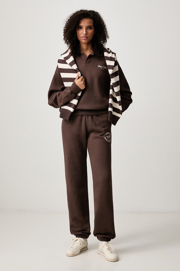 Sporty & Rich Vendome Script bluza bawełniana damska ST10783232BR03 brązowy AW26