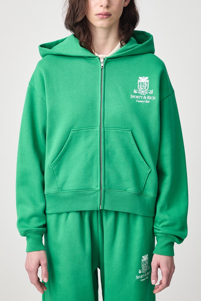 SRCC bluza rozpinana z kapturem bawełniana damska Sporty & Rich zielony ST10283272GR19