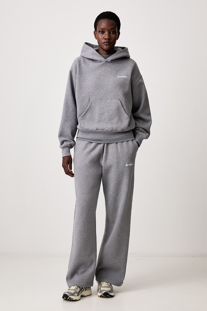 Sporty & Rich Serif Logo суичър с качулка от памук дамски ST11084300GY34 сив AW26