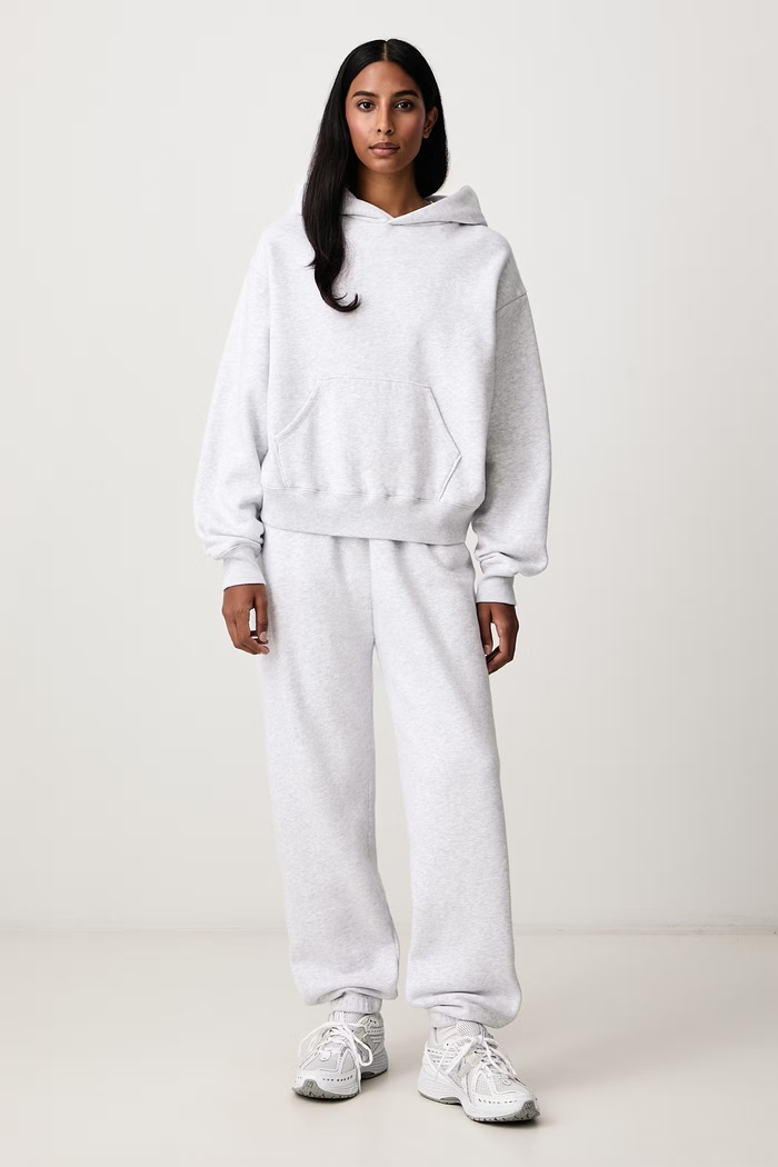 Sporty & Rich Serif Logo bluza z kapturem bawełniana damska ST11084300GY03 szary AW26