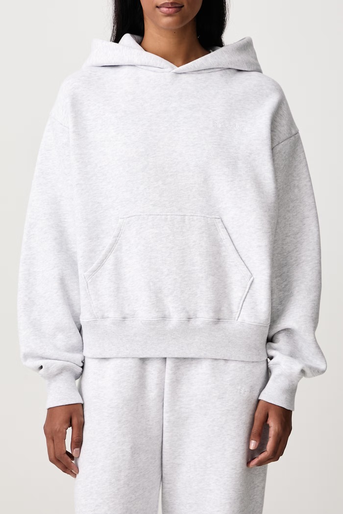 Serif Logo bluza z kapturem bawełniana damska Sporty & Rich szary ST11084300GY03