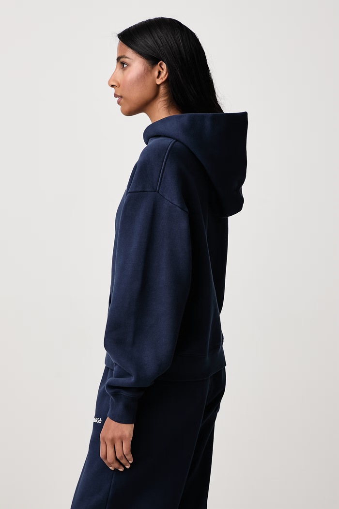 Serif Logo bluza z kapturem bawełniana damska Sporty & Rich ST11084300BL106 granatowy