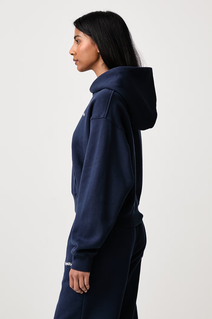 Serif Logo bluza z kapturem bawełniana damska Sporty & Rich ST10684300BL106 granatowy