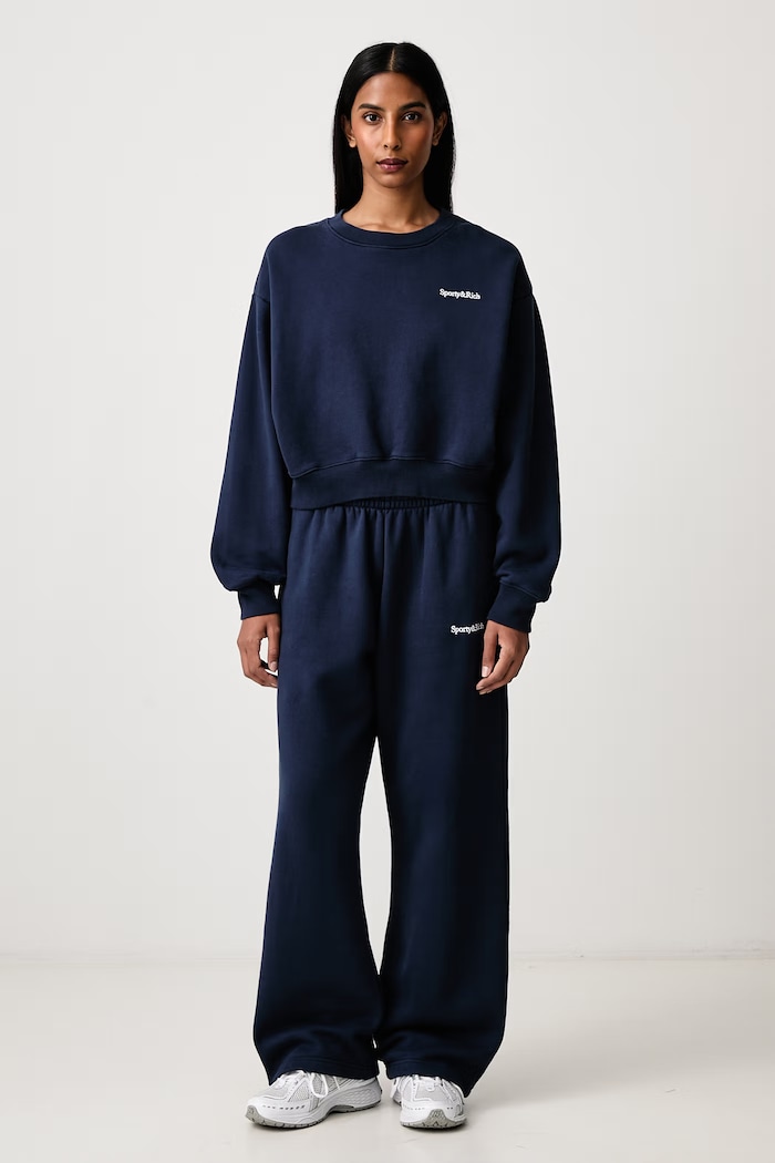Sporty & Rich Serif Logo bluza bawełniana damska ST10584300BL106 granatowy AW26
