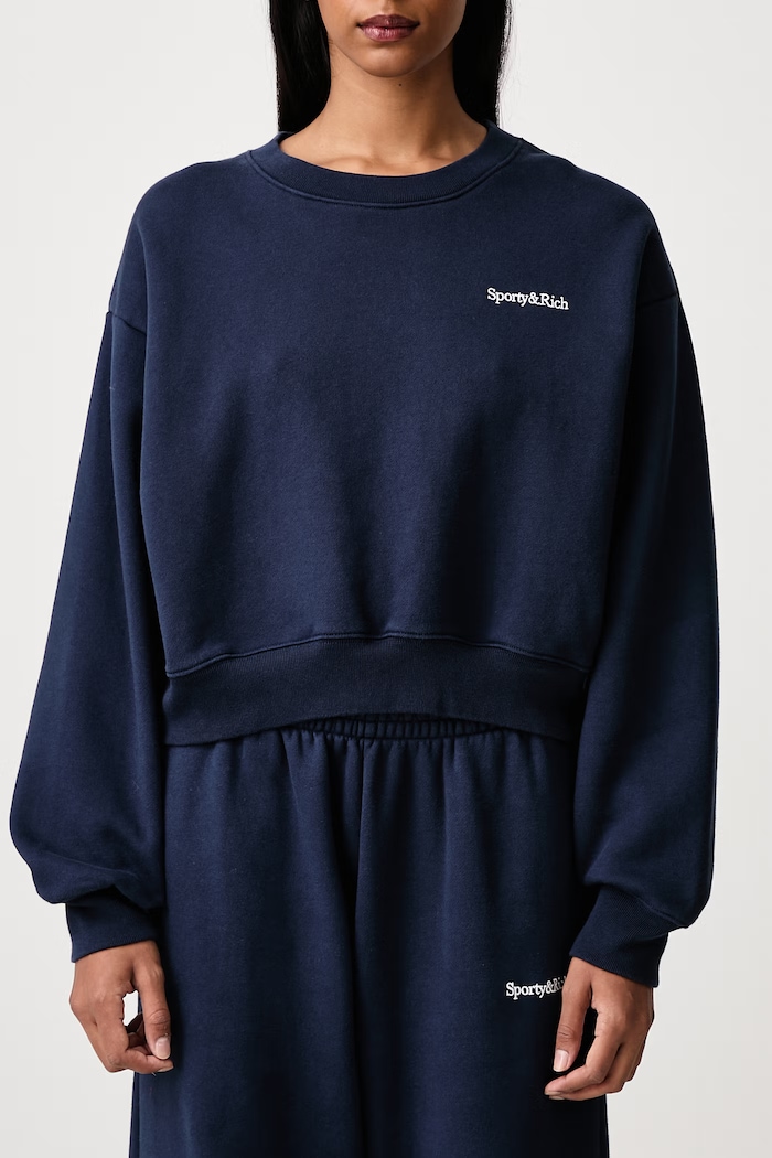 Serif Logo bluza bawełniana damska Sporty & Rich granatowy ST10584300BL106